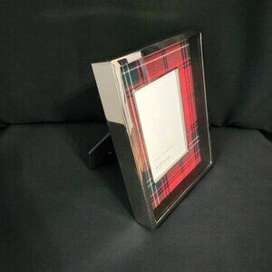 Picture Frame 4x6 Shadow Box Pottery Barn Lynbrook Red Plaid & Silver Tone READ